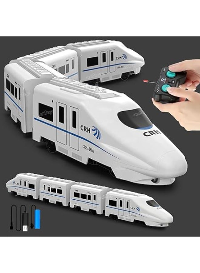 CRH high-speed remote-controlled train, electric train toy, white, with remote control and USB cable, for children - Image 1